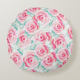 Round Throw Pillow Roses
