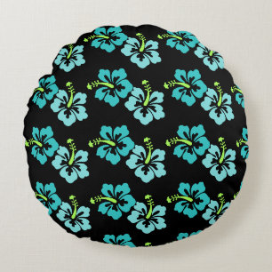 Round Throw Pillow-Tropical Flowers Pillow