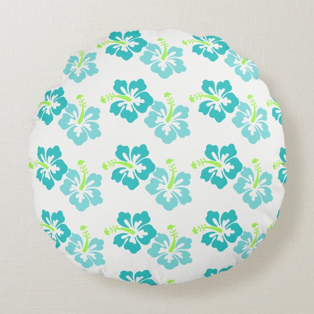 Round Throw Pillow-Tropical Flowers Pillow (Front)