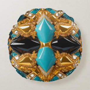 Round Throw Pillow with Bahamas Colours