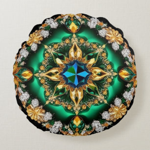 Round Throw Pillow with Brazilian Colours