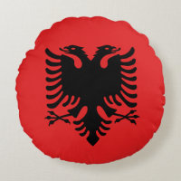 Round Throw Pillow with flag of Albania