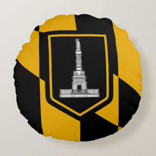 Round Throw Pillow with flag of Baltimore, USA