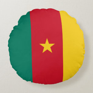 Round Throw Pillow with flag of Cameroon