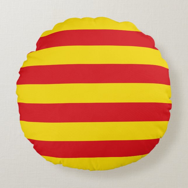 Round Throw Pillow with flag of Catalonia (Front)