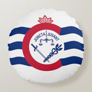 Round Throw Pillow with flag of Cincinnati, USA