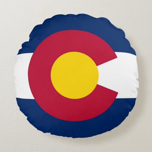 Round Throw Pillow with flag of Colorado, USA (Front)