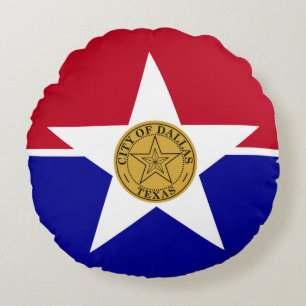 Round Throw Pillow with flag of Dallas USA