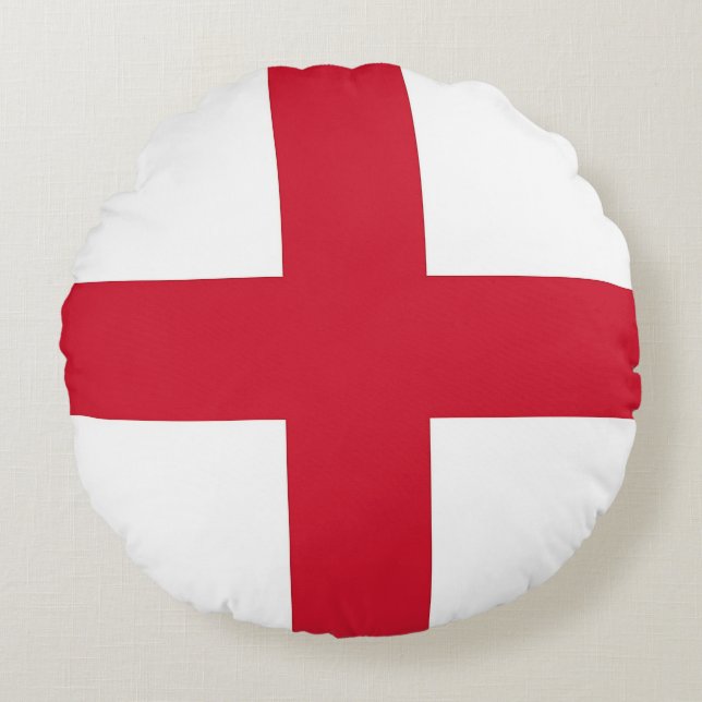 Round Throw Pillow with flag of England, UK (Front)