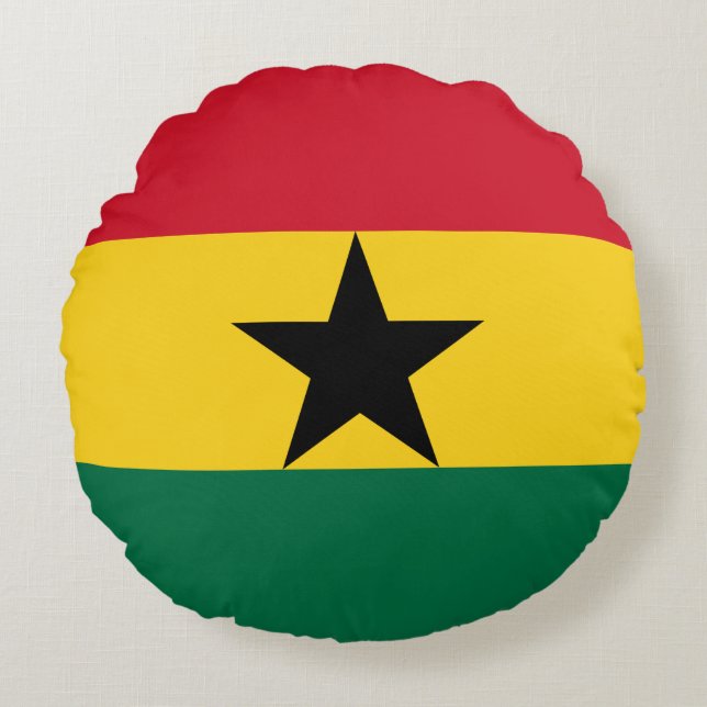 Round Throw Pillow with flag of Ghana (Front)