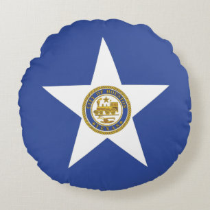 Round Throw Pillow with flag of Houston USA