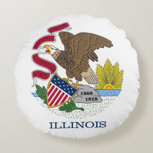Round Throw Pillow with flag of Illinois, USA