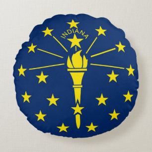 Round Throw Pillow with flag of Indiana, USA