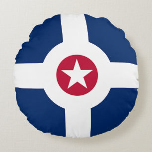 Round Throw Pillow with flag of Indianapolis, USA