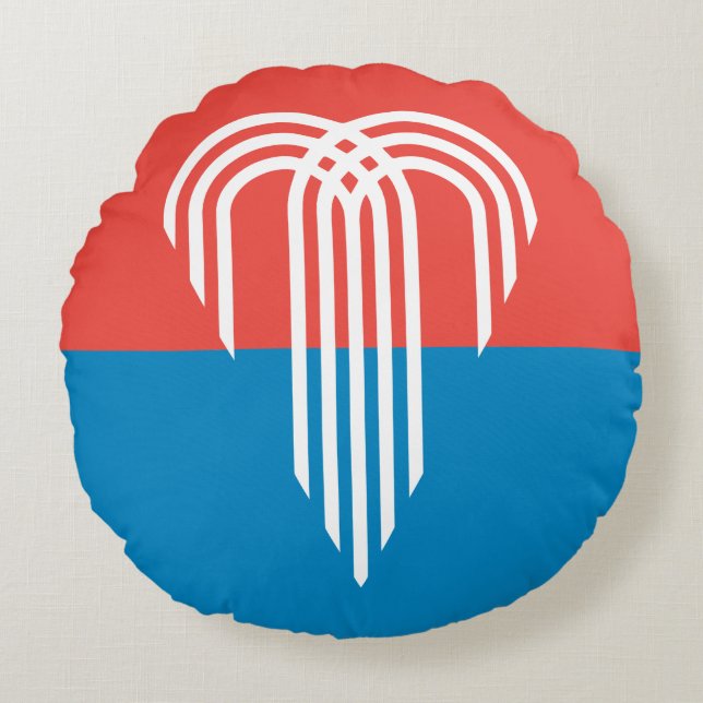 Round Throw Pillow with flag of Kansas City (Front)