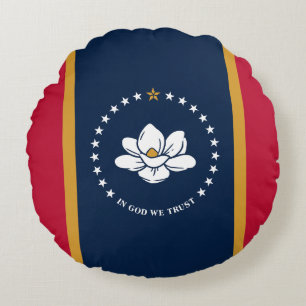 Round Throw Pillow with flag of Mississippi State