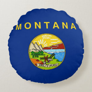Round Throw Pillow with flag of Montana, USA