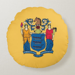 Round Throw Pillow with flag of New Jersey, USA