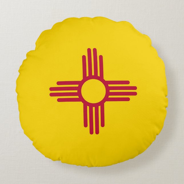 Round Throw Pillow with flag of New Mexico, USA (Front)