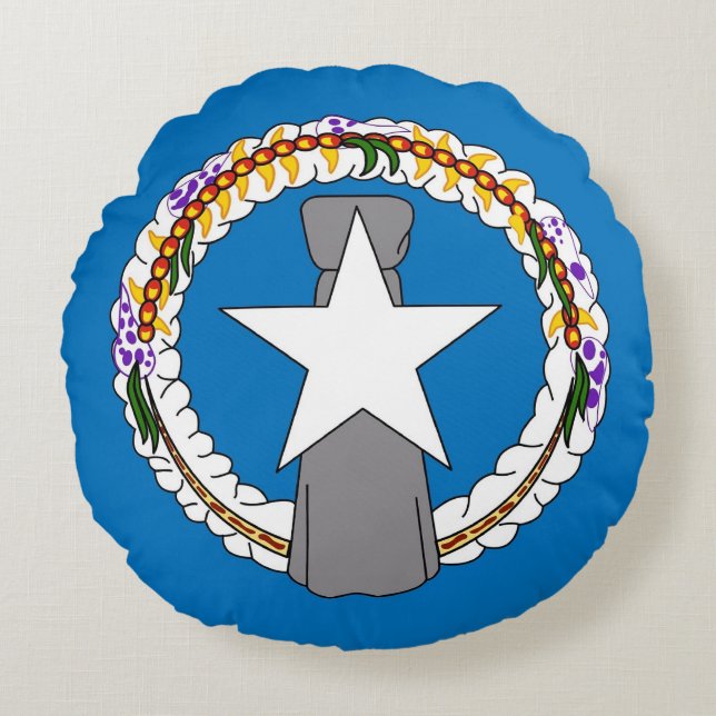 Round Throw Pillow with flag of Northern Mariana (Front)