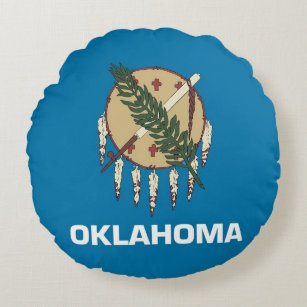 Round Throw Pillow with flag of Oklahoma