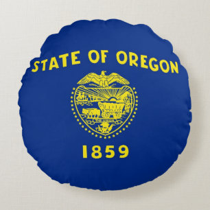 Round Throw Pillow with flag of Oregon