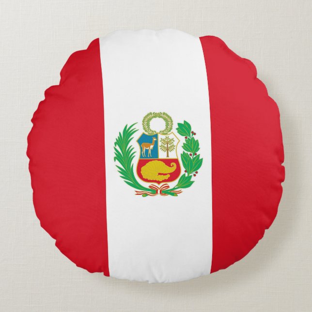Round Throw Pillow with flag of Peru (Front)