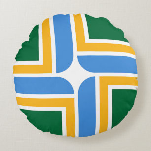 Round Throw Pillow with flag of Portland, USA