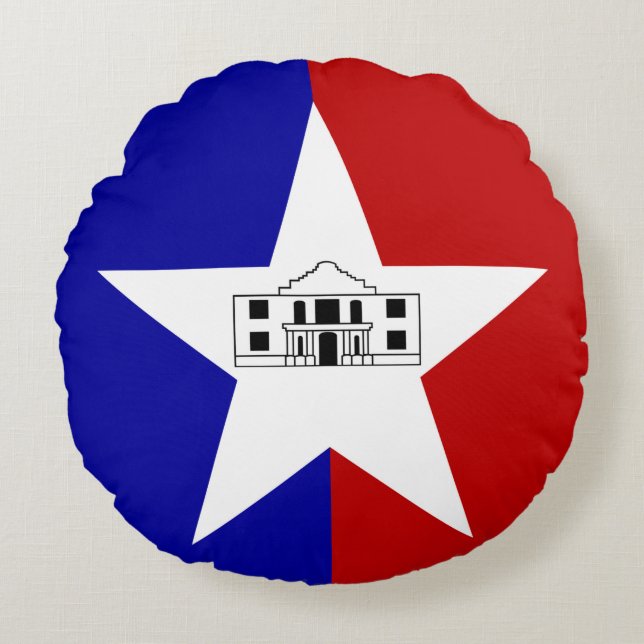 Round Throw Pillow with flag of San Antonio USA (Front)