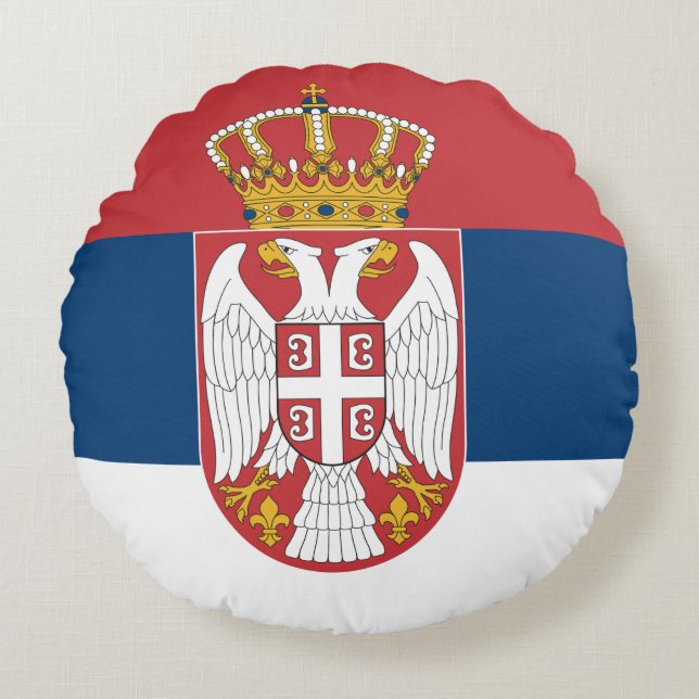 Round Throw Pillow with flag of Serbia (Front)