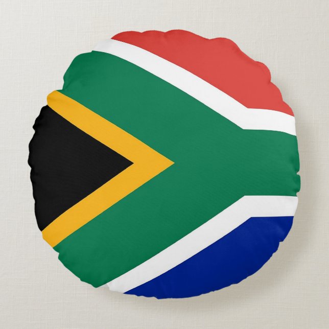 Round Throw Pillow with flag of South Africa (Front)