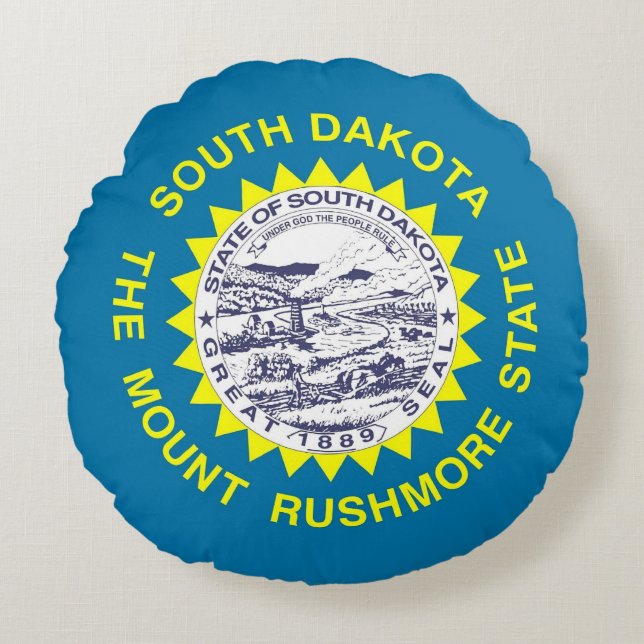 Round Throw Pillow with flag of South Dakota (Front)