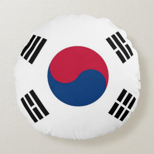 Round Throw Pillow with flag of South Korea