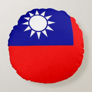 Round Throw Pillow with flag of Taiwan