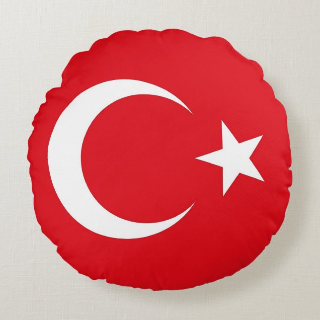 Round Throw Pillow with flag of Turkey (Front)