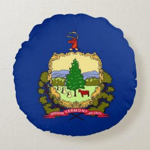 Round Throw Pillow with flag of Vermont, USA