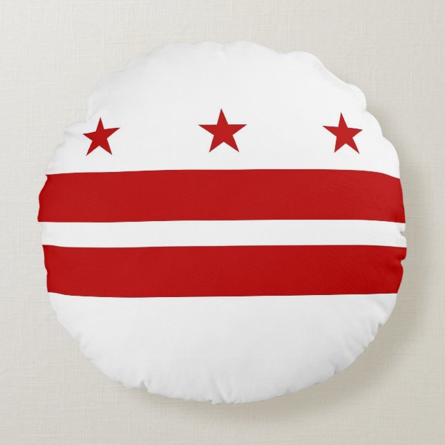 Round Throw Pillow with flag of Washington DC, USA (Front)