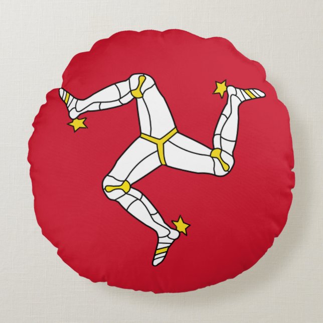 Round Throw Pillow with Isle of Man flag, UK (Front)