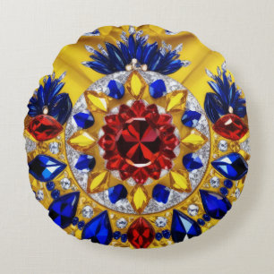 Round Throw Pillow with Romanian Colours