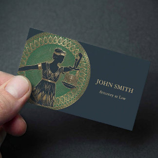 Round Totem Lady Justice Professional Attorney Business Card