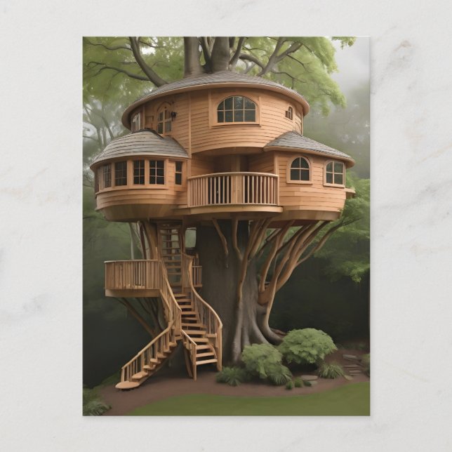 Round tree house  postcard (Front)