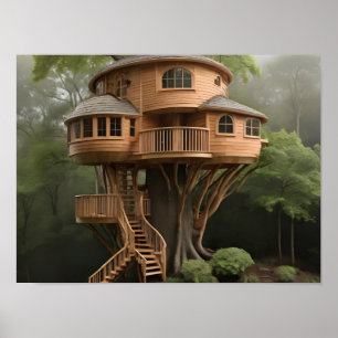 Round tree house poster