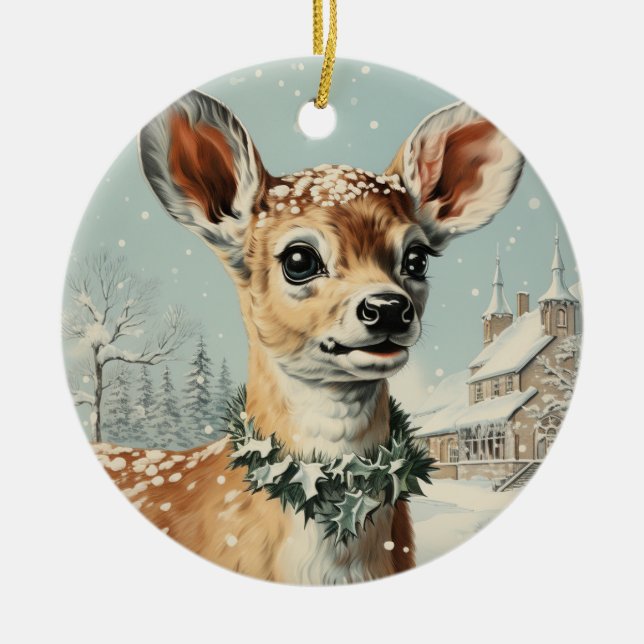 Round Trendy Layers, Xmas Ceramic Ornament (Front)