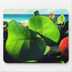 Round Tropical Leaves Mouse Pad