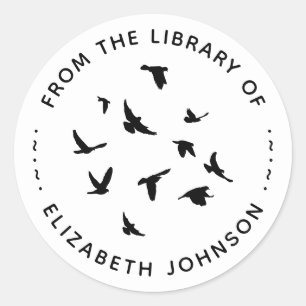 Round Typography Birds From The Library Of Classic Round Sticker