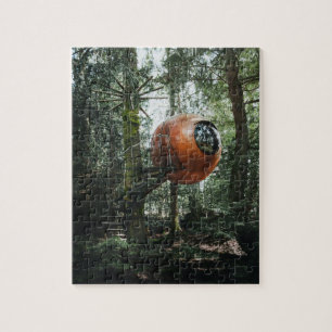 ROUND UNUSUAL TREEHOUSE TINY HOUSE JIGSAW PUZZLE