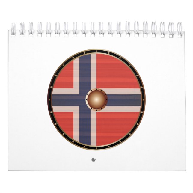 Round Viking Shield With Norwegian Flag. Calendar (Cover)