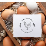 Round Vintage Chicken Eggs Carton Stamp<br><div class="desc">Beautiful vintage-style egg carton stamp personalized with your family farm or homestead information. The design features a vintage image of a chicken in the centre and a vintage-style round typography.
Wooden handle option available to quicken application. 
Press the personalization button to change the information!</div>