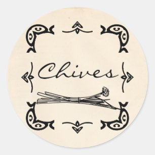 Round Vintage-Style Chives Sticker