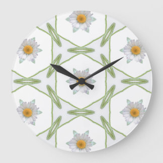 Round Wall Clock - Geometric Daisy Design